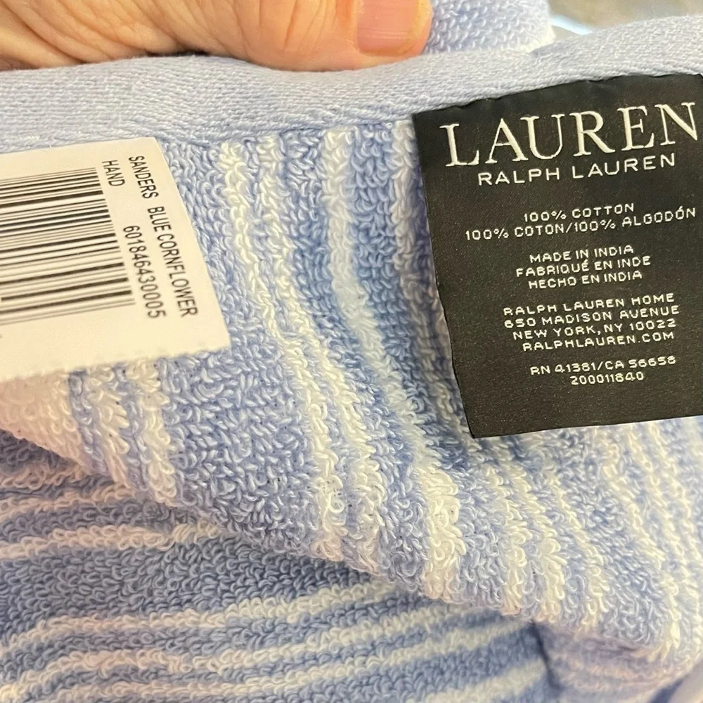 Lauren Ralph Lauren Sanders Blue Cornflower Hand towel and 2 washcloth set NWT